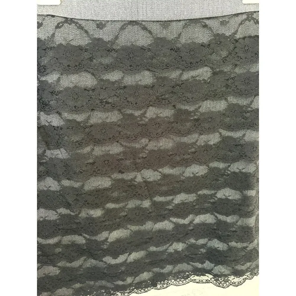 Sharagano Studio Black Lace Skirt Size 14 Elegant Stretch Pencil Skirt